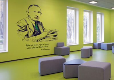 A mural in a reading room.